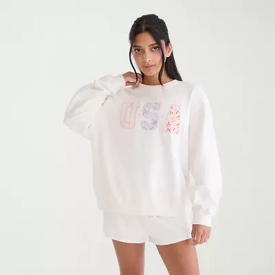 AEROPOSTALE Womens Juniors Crew Neck Long Sleeve Sweatshirt