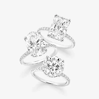 Grown Gorgeous (F,Vs2) Womens 4 7/8 Ct. T.W. Lab White Diamond 14K Gold Rectangular Side Stone Engagement Ring