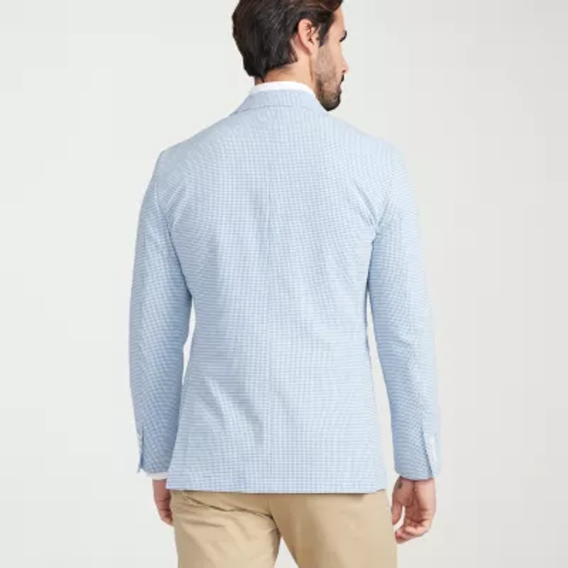 The Savile Row Co Mens Plaid Slim Fit Sport Coat