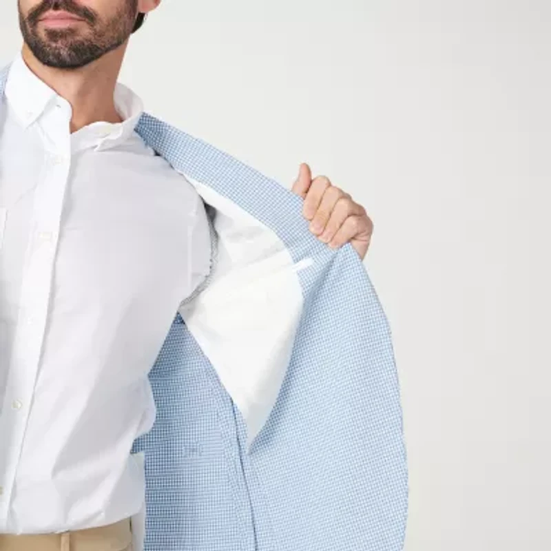 The Savile Row Co Mens Plaid Slim Fit Sport Coat