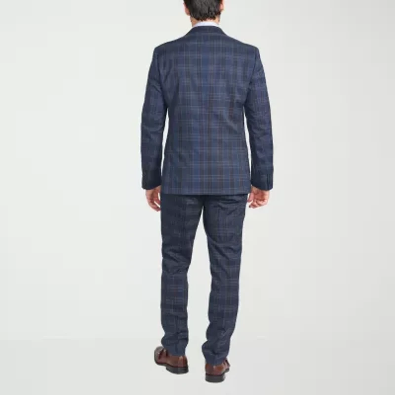 The Savile Row Co Pattern Mens Plaid 2-pc. Suit Set