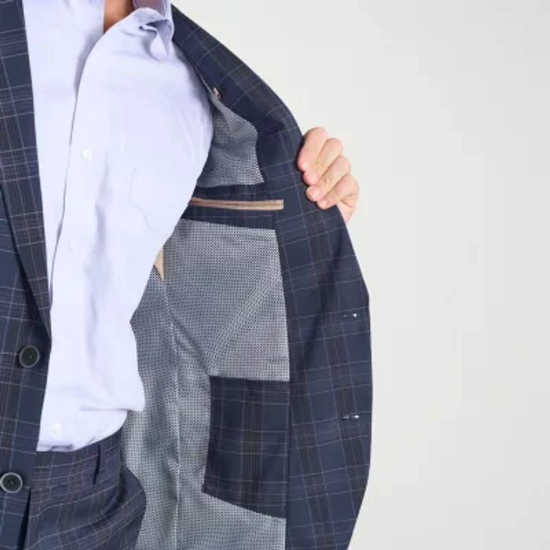 The Savile Row Co Pattern Mens Plaid 2-pc. Suit Set