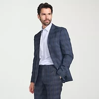 The Savile Row Co Pattern Mens Plaid 2-pc. Suit Set
