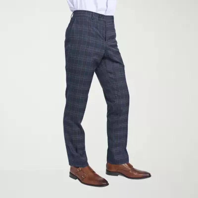 The Savile Row Co Pattern Mens Plaid 2-pc. Suit Set