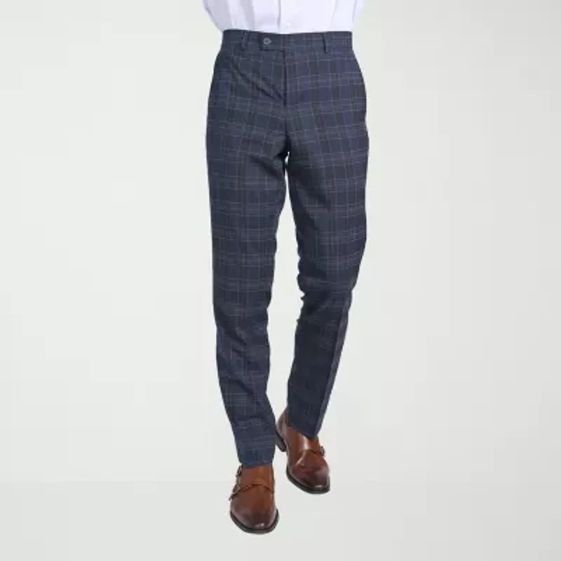 The Savile Row Co Pattern Mens Plaid 2-pc. Suit Set