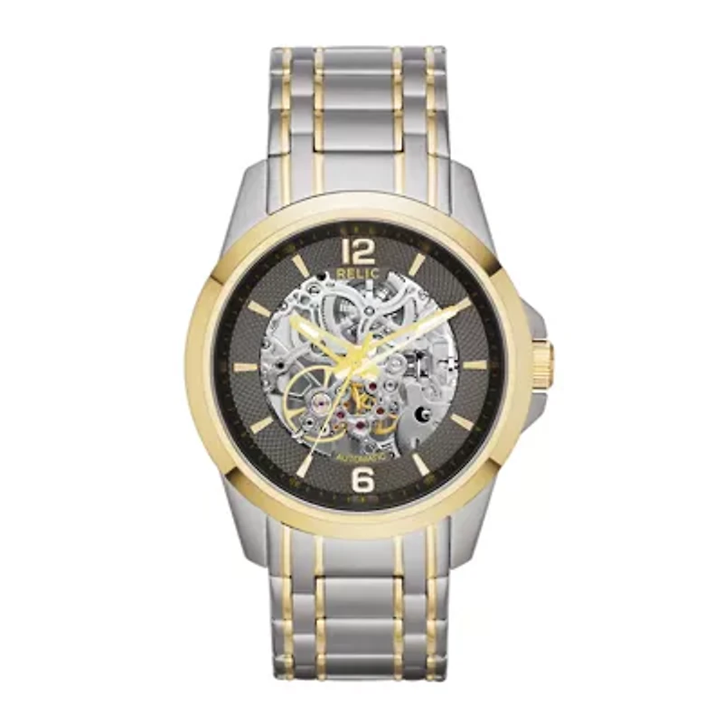 Relic By Fossil Relic Mens Automatic Two Tone Stainless Steel Bracelet Watch Zr12109