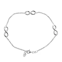Sterling Silver Infinity Station Ankle Bracelet
