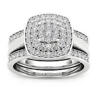 Womens CT. T.W. Natural Diamond 10K White Gold Cushion Bridal Set