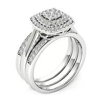 Womens 1/3 CT. T.W. Natural White Diamond 10K Gold Cushion Bridal Set