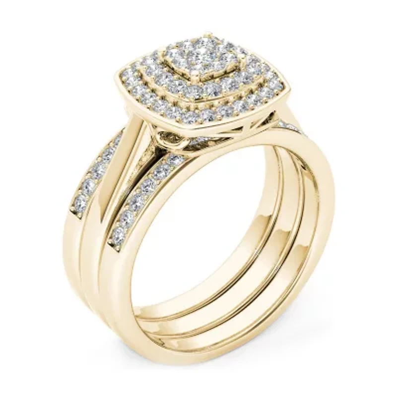 Womens / CT. T.W. Natural White Diamond 10K White Gold Cushion Bridal Set