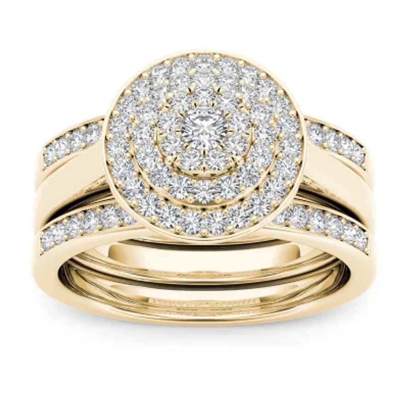 Womens CT. T.W. Natural White Diamond 10K Gold Round Bridal Set