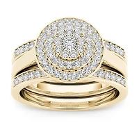 Womens CT. T.W. Natural White Diamond 10K Gold Round Bridal Set
