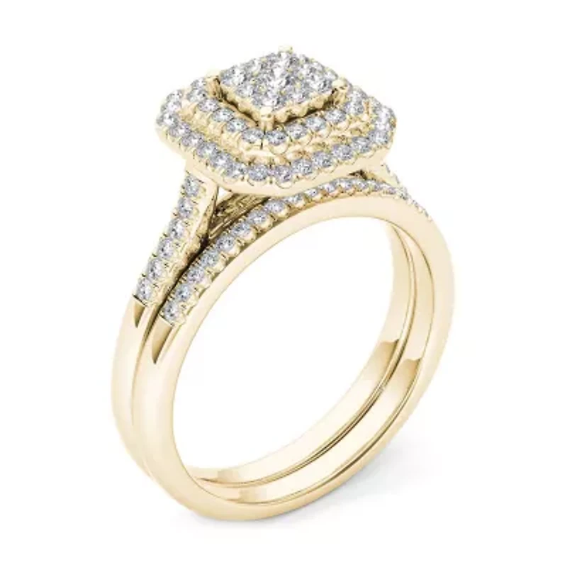 Womens CT. T.W. Natural White Diamond 10K Gold Cushion Bridal Set