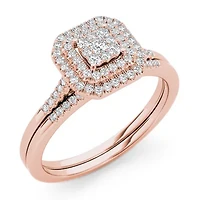 Womens 1/2 CT. T.W. Natural White Diamond 10K Rose Gold Cushion Bridal Set