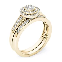 Womens 1/3 CT. T.W. Natural White Diamond 10K Gold Round Bridal Set