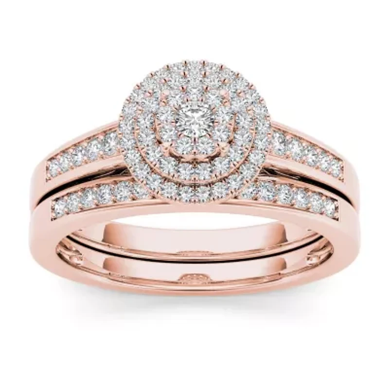 Womens / CT. T.W. Natural White Diamond 10K Rose Gold Round Bridal Set