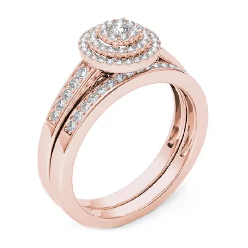Womens / CT. T.W. Natural White Diamond 10K Rose Gold Round Bridal Set