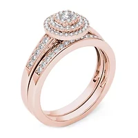 Womens / CT. T.W. Natural White Diamond 10K Rose Gold Round Bridal Set