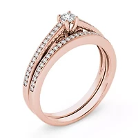 Womens 1/2 CT. T.W. Natural White Diamond 10K Rose Gold Round Bridal Set