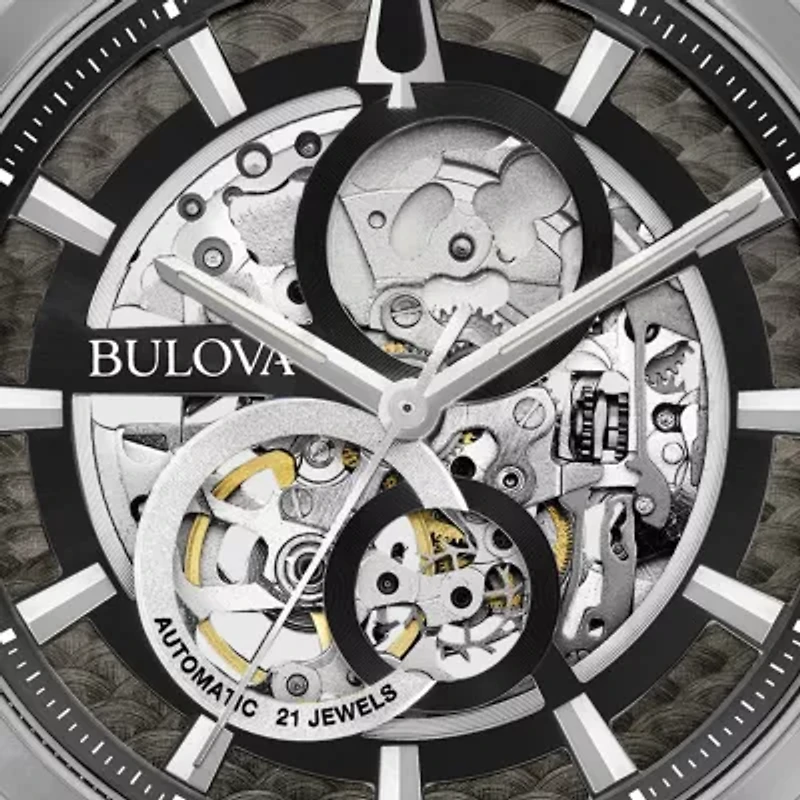 Bulova Sutton Mens Silver Tone Stainless Steel Bracelet Watch 96a208