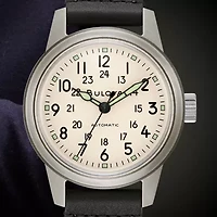 Bulova Classic Mens Black Leather Strap Watch 96a246