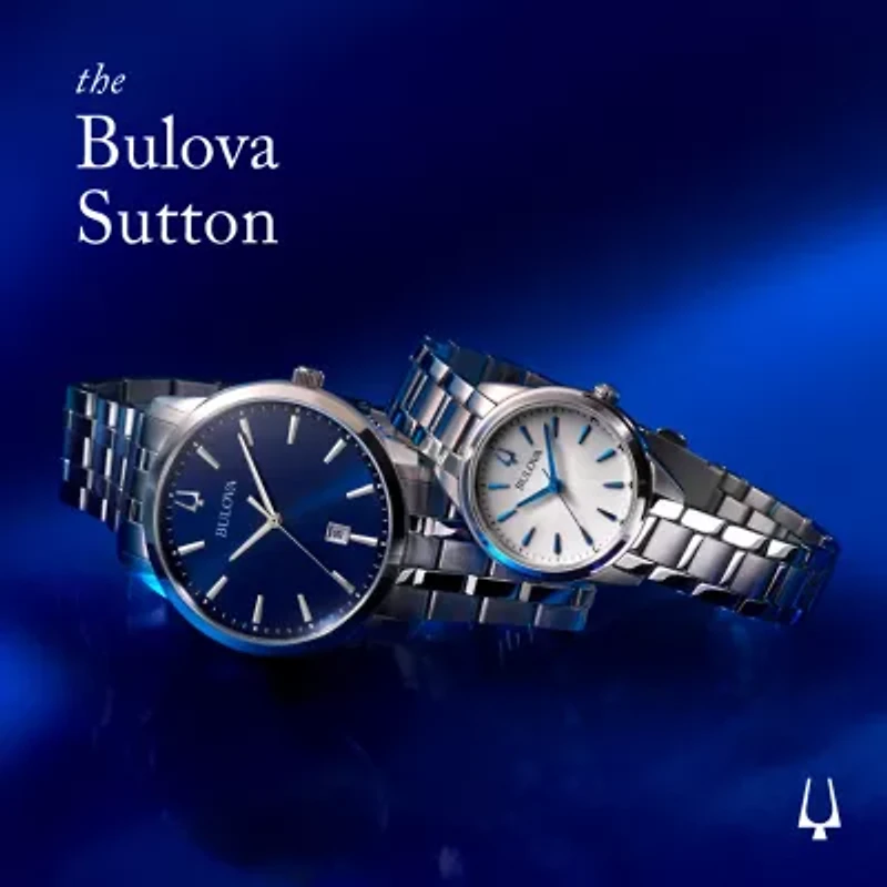 Bulova Sutton Mens Silver Tone Stainless Steel Bracelet Watch 96b338