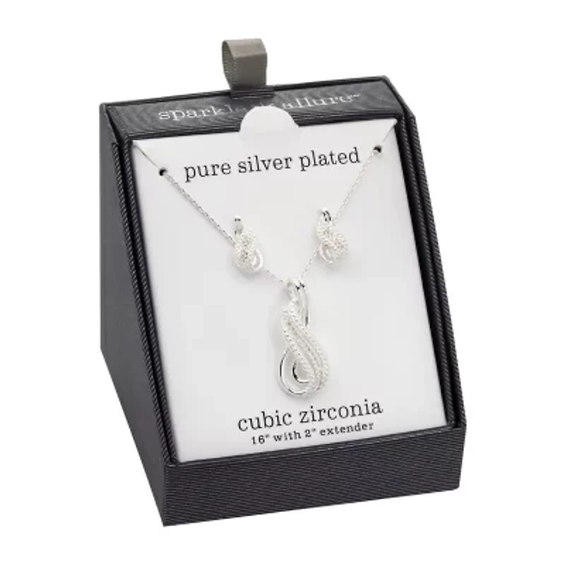 Sparkle Allure Womens White Cubic Zirconia Pure Silver Over Brass Infinity 2-pc. Jewelry Set