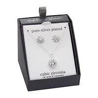 Sparkle Allure Womens White Cubic Zirconia Pure Silver Over Brass Sunburst 2-pc. Jewelry Set