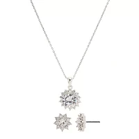 Sparkle Allure Womens White Cubic Zirconia Pure Silver Over Brass Sunburst 2-pc. Jewelry Set