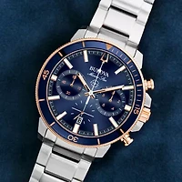Bulova Marine Star Mens Silver Tone Stainless Steel Bracelet Watch 98b301