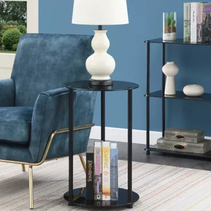 Donovan 2-Tier Round Glass End Table