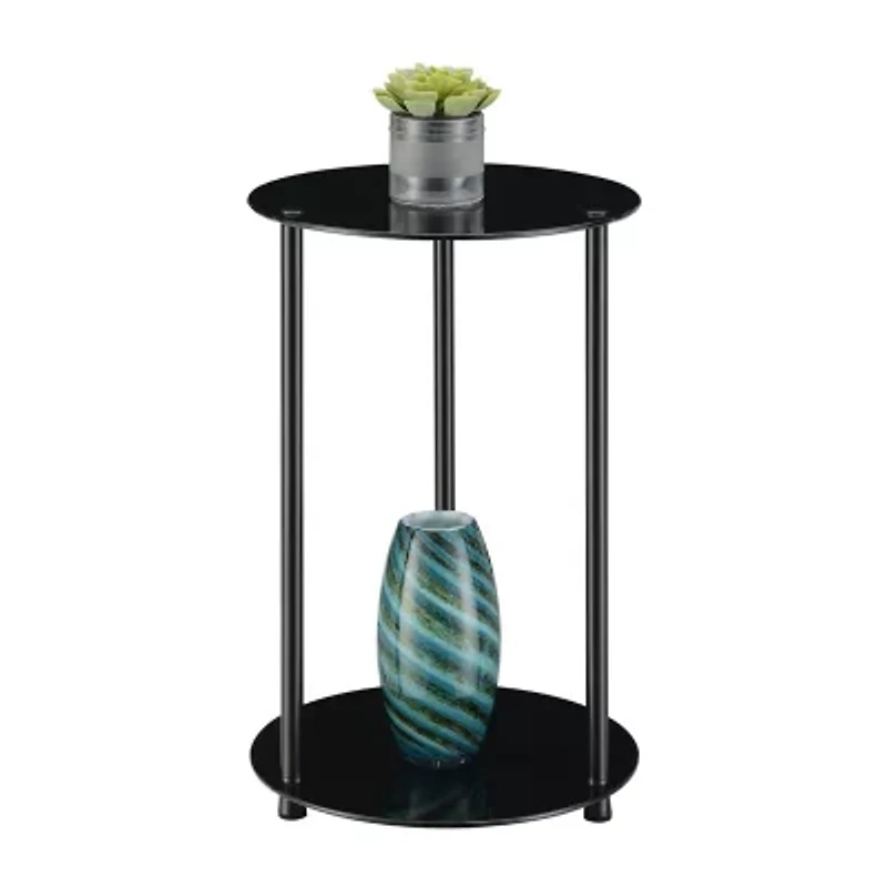 Donovan 2-Tier Round Glass End Table