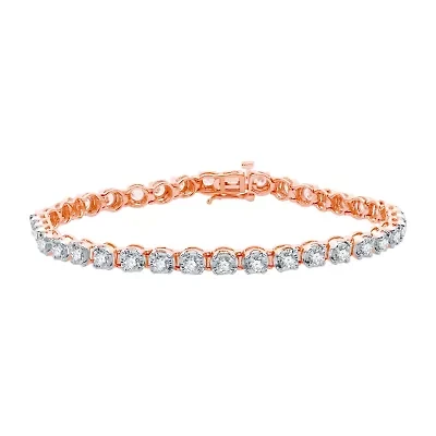Womens 3 CT. T.W. Natural White Diamond 10K Rose Gold 7.5 Inch Tennis Bracelet