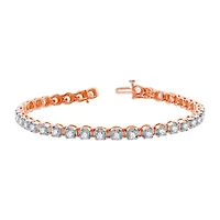 Womens 3 CT. T.W. Natural White Diamond 10K Rose Gold 7.5 Inch Tennis Bracelet