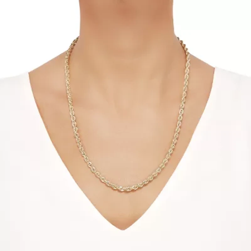 Unisex Adult 10K Gold 22 Inch Rope Chain Necklace