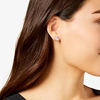 Girls White Crystal Sterling Silver 8.1mm Hello Kitty Hoop Earrings
