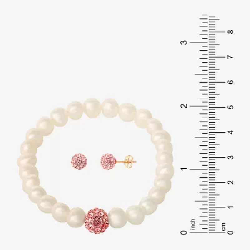 Girls Pink Crystal Cultured Freshwater Pearl 14K Gold 2-pc. Jewelry Set