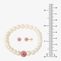 Girls Pink Crystal Cultured Freshwater Pearl 14K Gold 2-pc. Jewelry Set