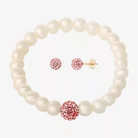 Girls Pink Crystal Cultured Freshwater Pearl 14K Gold 2-pc. Jewelry Set