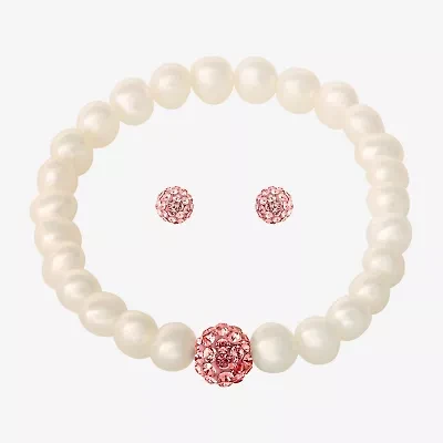 Girls Pink Crystal Cultured Freshwater Pearl 14K Gold 2-pc. Jewelry Set