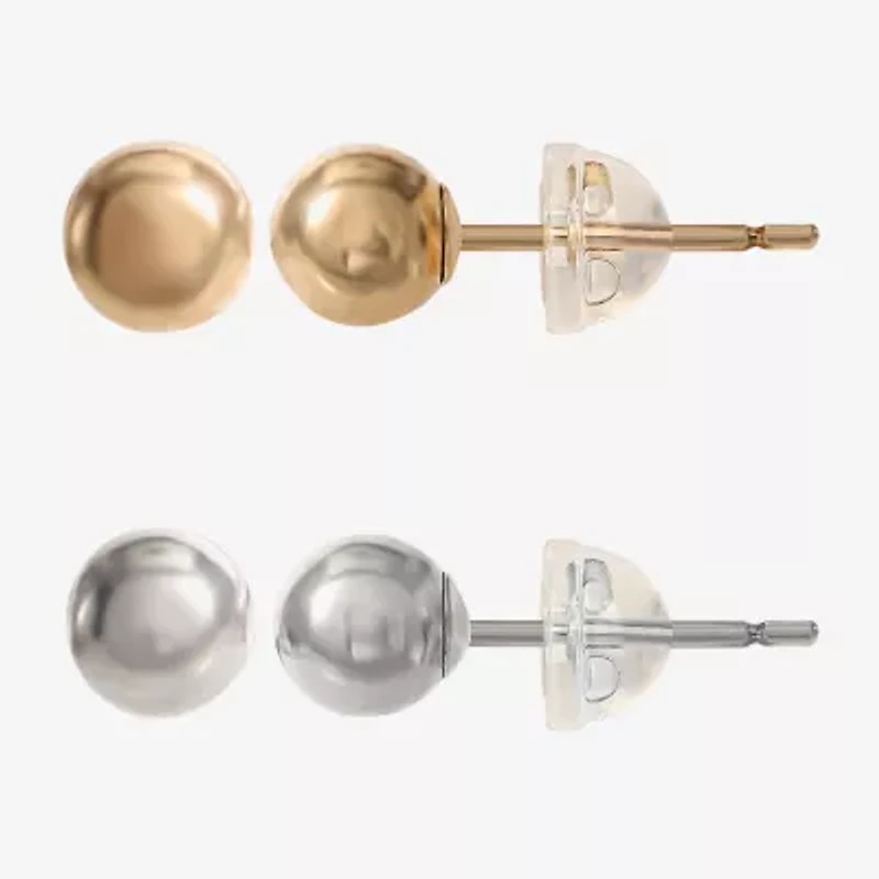 Girls 14K Gold Ball Earring Set