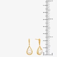 Womens White Cultured Freshwater Pearl 14K Gold Over Silver Drop Earrings