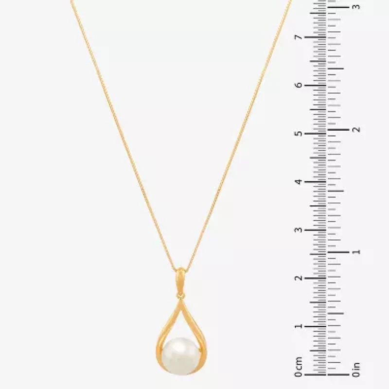 Womens White Cultured Freshwater Pearl 14K Gold Over Silver 18 Inch Pendant Necklace