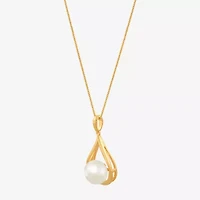 Womens White Cultured Freshwater Pearl 14K Gold Over Silver 18 Inch Pendant Necklace
