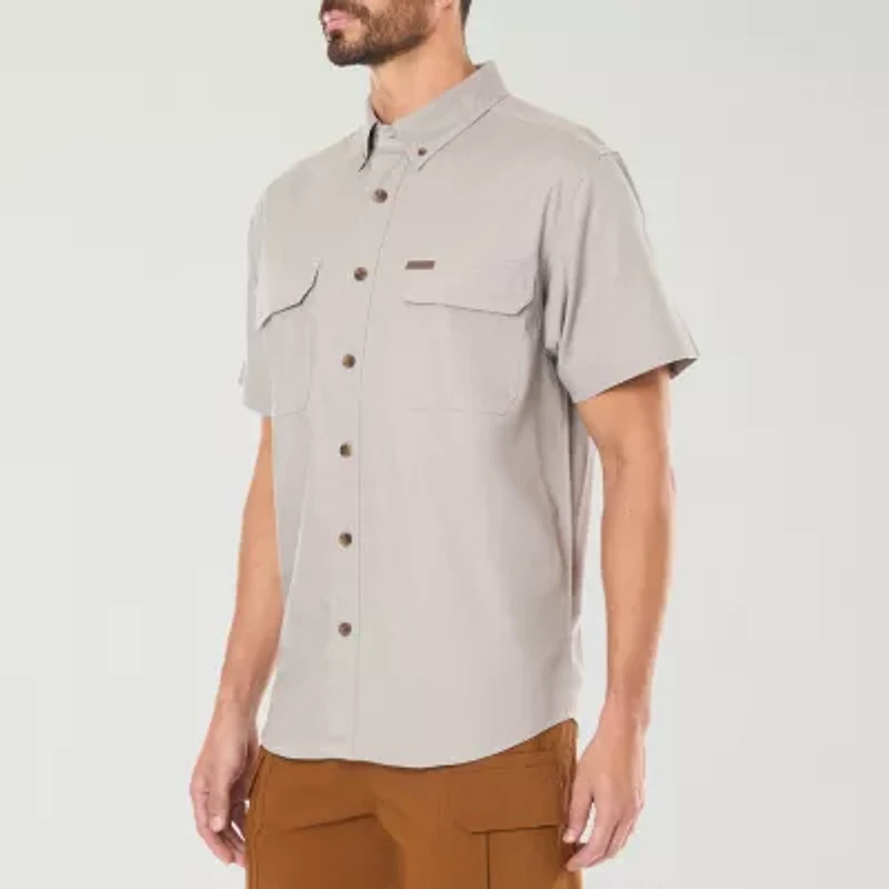 Smiths Workwear Stretch Full Swing Mens Short Sleeve Regular Fit Fabric Big and Tall Button-Down Shirt