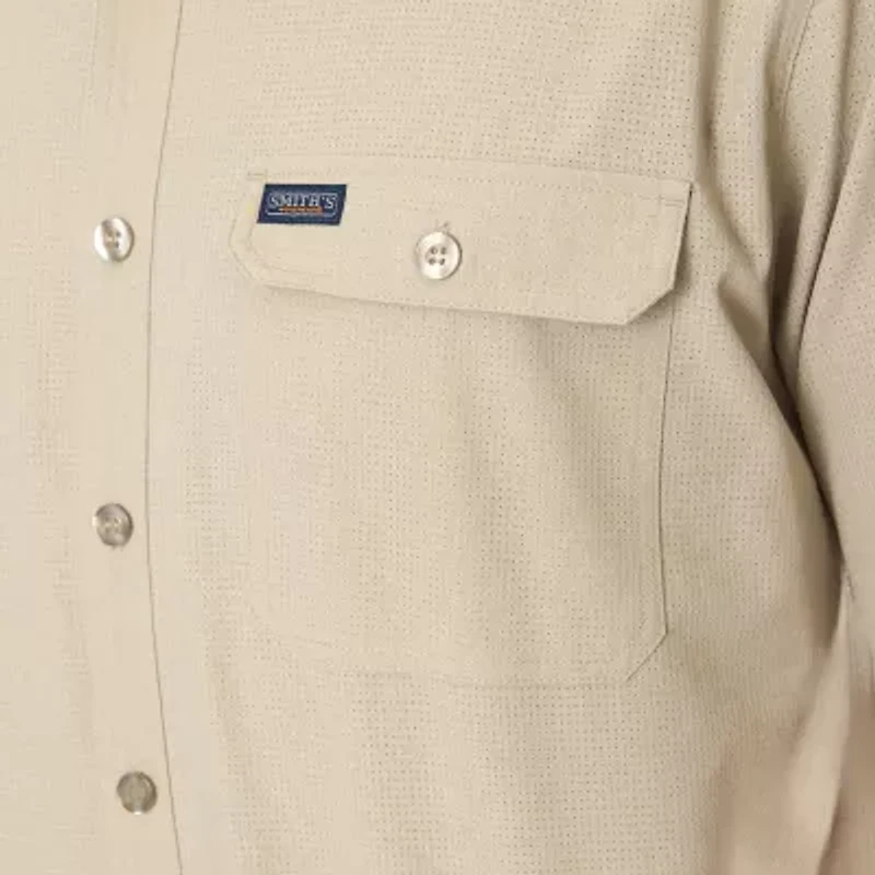 Smiths Workwear Quick Dry Performance Mens Short Sleeve Regular Fit Big and Tall Button-Down Shirt
