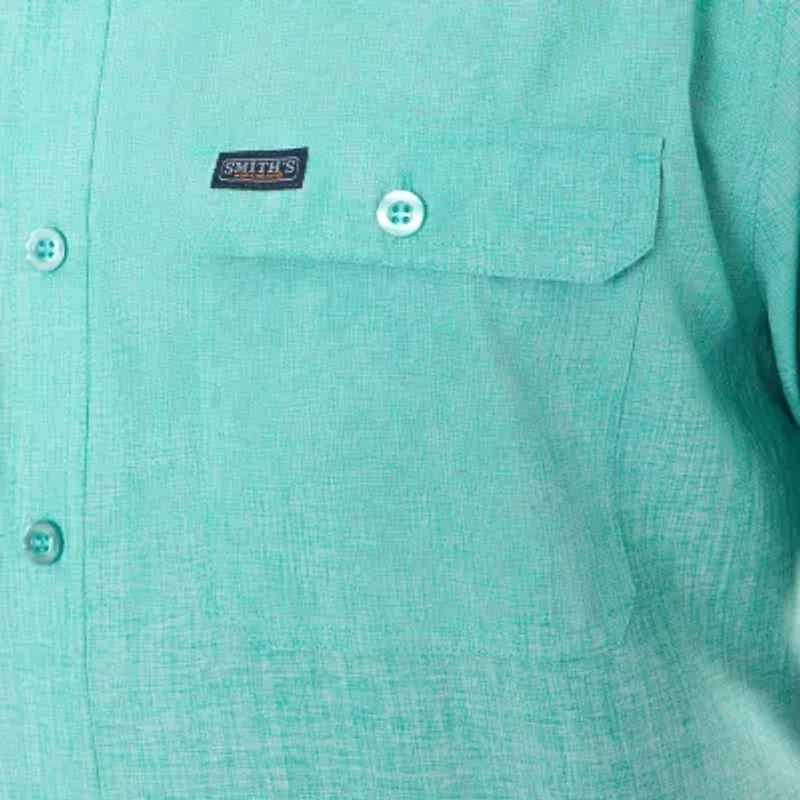 Smiths Workwear Breezy Performance Mens Short Sleeve Regular Fit Big and Tall Button-Down Shirt