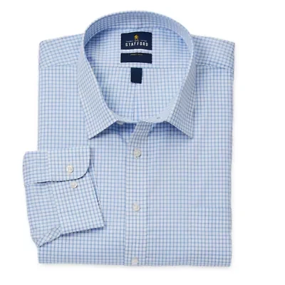 Stafford Smart Tech Mens Big & Tall Regular Fit Stretch Fabric Wrinkle Free Long Sleeve Dress Shirt