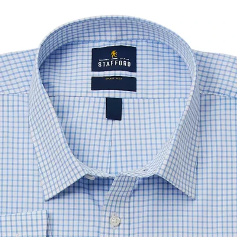 Stafford Smart Tech Mens Big & Tall Regular Fit Stretch Fabric Wrinkle Free Long Sleeve Dress Shirt