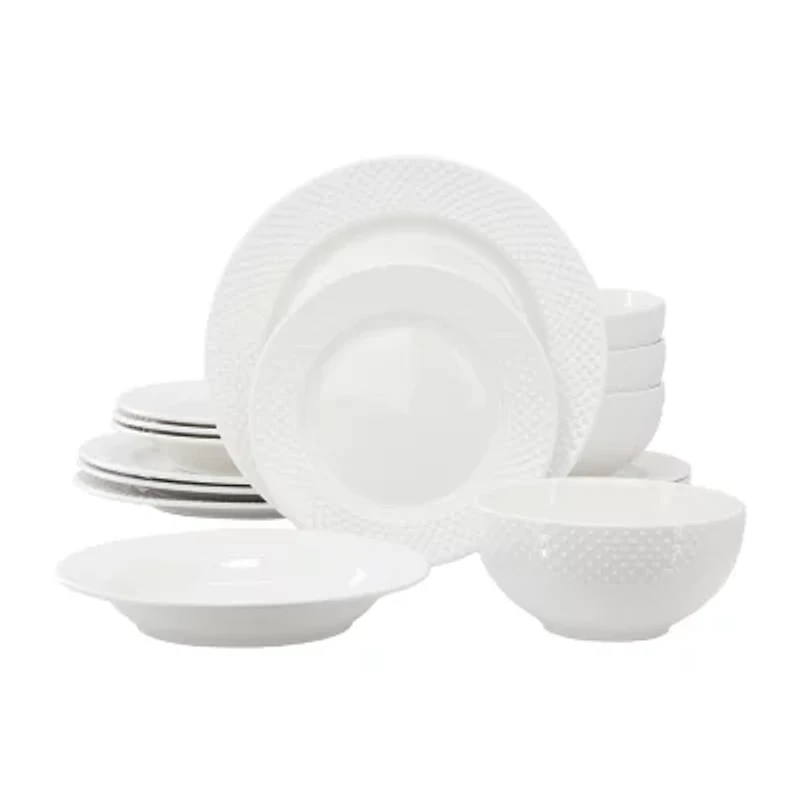 Elama Kim 16 Piece 16-pc. Porcelain Dinnerware Set